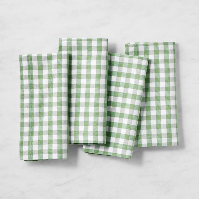 AERIN x Williams Sonoma Gingham Napkins, Set of 4, Light Green