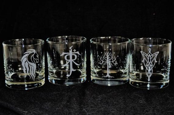 The Lord of the Rings Rocks Glass Set Gift Sand Blasted by Jackglass on Etsy