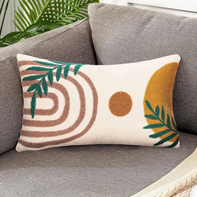 Merrycolor Boho Throw Pillows 12x20 Inches,Soft Mid Century Modern Pillowcase Lumbar, Aesthetic Decorative Throw Pillows for Couch Bed Sofa Bedroom,1 Pcs