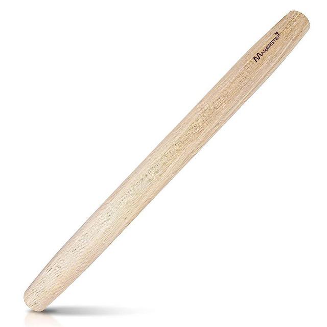 Makerstep French Rolling Pin 17 Inches, Wooden Roll Pim for Baking Pizza Dough, Cookie, Pastry, Pie Crust. Smooth Nonstick Surface - Kitchen Essential Utensil