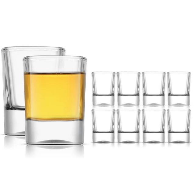 JoyJolt Glass Shot Glasses Set of 10 - City 2oz Shot Glass Set. Heavy Base Shot Glasses, Square Shot Glasses - Espresso Shot Glass, Tequila Shot Glasses, Aperitif Glasses, Limoncello Liqueur Glasses