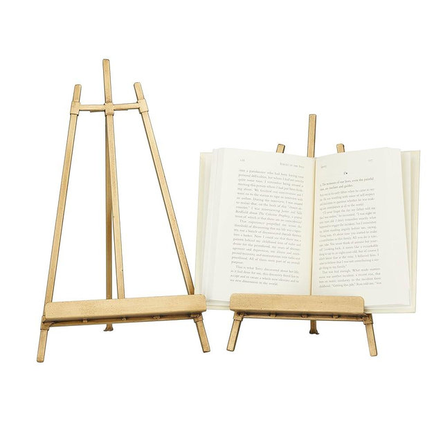 Deco 79 Metal Easel with Foldable Stand, Set of 2 13", 11"H, Gold
