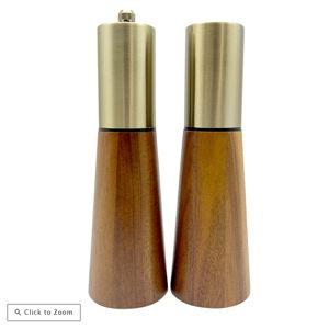 Acacia Wood and Metal Salt and Pepper Grinders