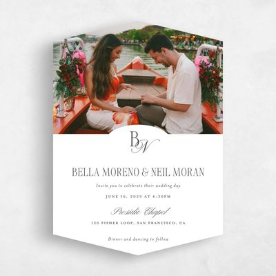 White Diamond Wedding Invitation - Roscana Photo