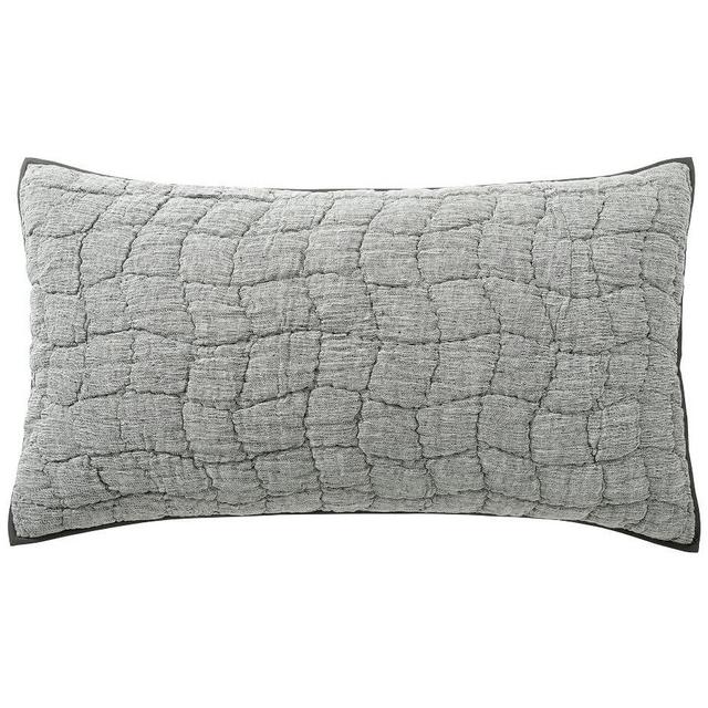 Charcoal Cloud Handcrafted Linen/Cotton Quilted Sham, King