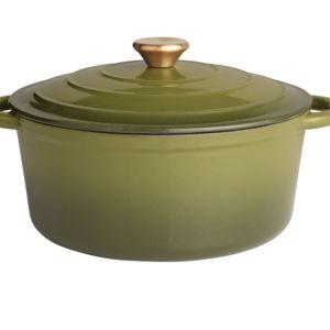 Round Enameled Cast Iron Dutch Oven 5 Quart - COLOR: Avocado Green