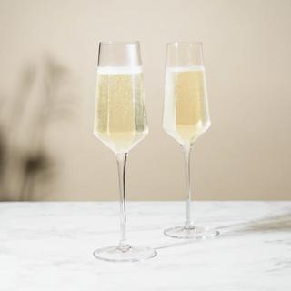 Seneca Crystal Stemmed Champagne Flute Glass, Set of 2