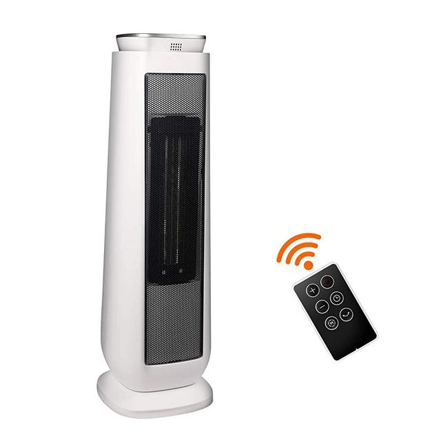 PELONIS PHTPU1501 Ceramic Tower 1500W Indoor Space Heater with Oscillation, Remote Control, Programmable Thermostat & 8H Timer, ECO Mode, Tip-Over Switch & Overheating Protection. White