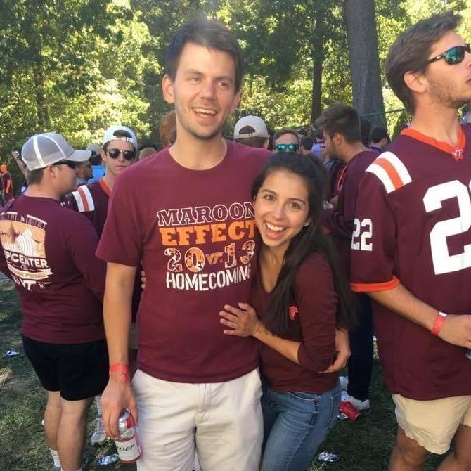 This picture was taken in Robbie's 5th year at Virginia Tech when Katarina would visit him in Blacksburg and pretend like she was still in college. It was a fun year!
