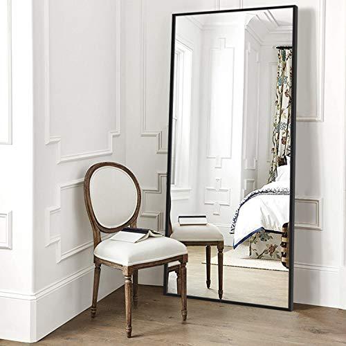 Elevens Full Length Floor Mirror 65"x22" Large Rectangle Wall Mirror Standing Hanging or Leaning Against Wall for Bedroom, Dressing and Wall-Mounted Thin Frame Mirror - Black