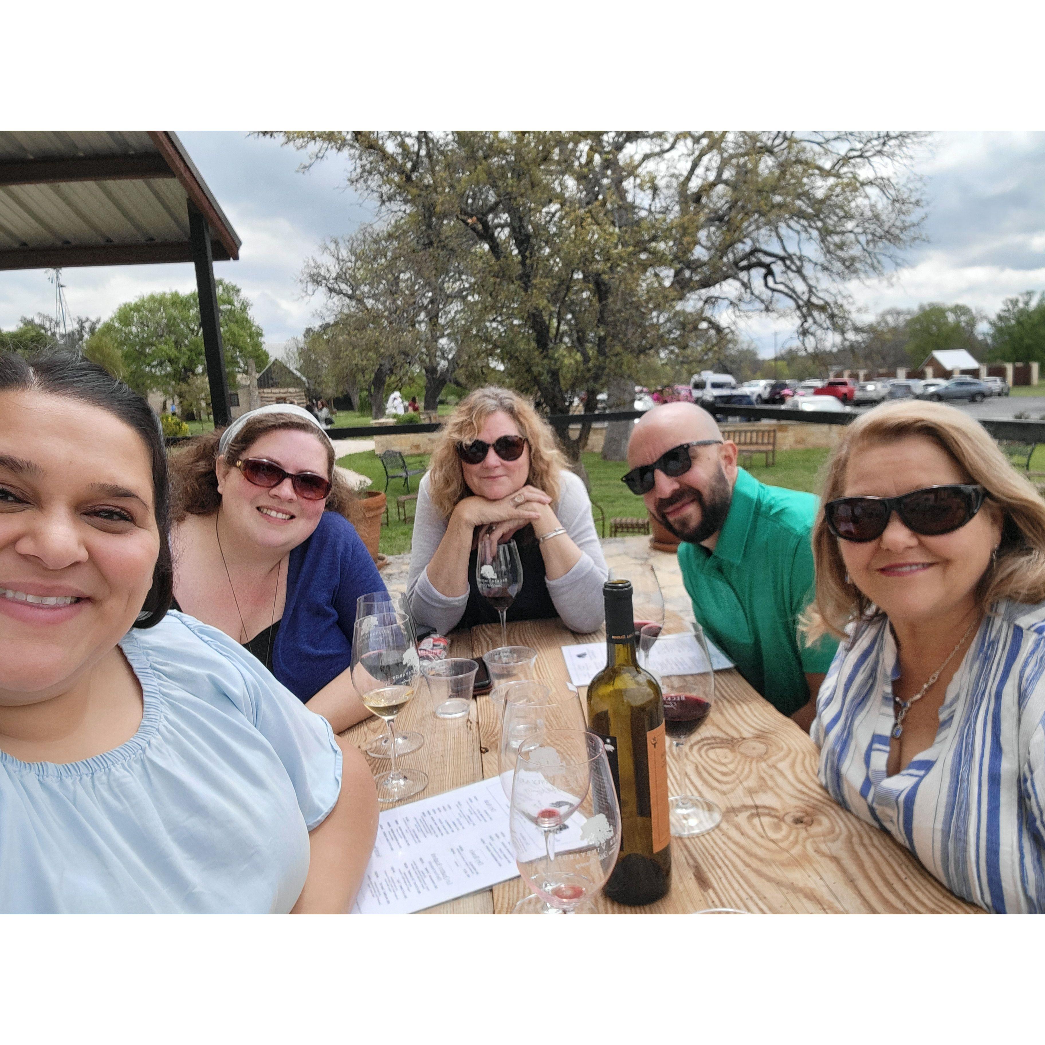 Jarrod's mom & sister visited in April 2024-- Sheila got to meet them for the first time. We spent a day at hill country wineries.