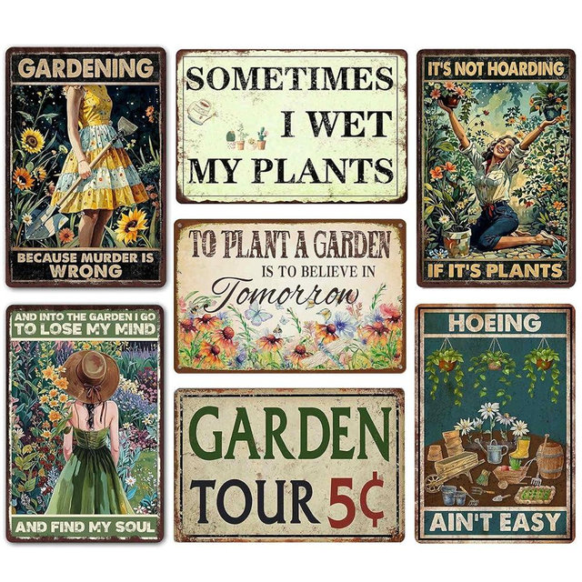 Funny Metal Garden Signs Outdoor Decor 12x8 Inch - Vintage Garden Tin Sign For Outside, Unique Gardening Gifts for Women, Greenhouse Decor & Yard Decorations Outdoor Patio Signs for Plant Lovers