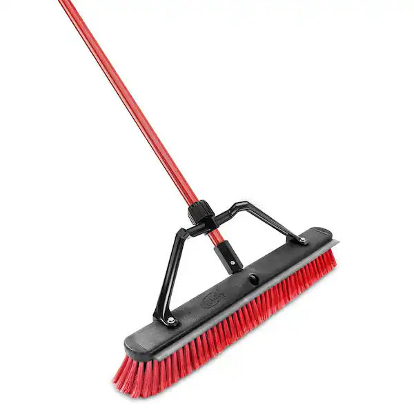 Libman 24 in. High Power Heavy-Duty Multi-Surface Squeegee Push Broom with Brace and Steel Handle 1230