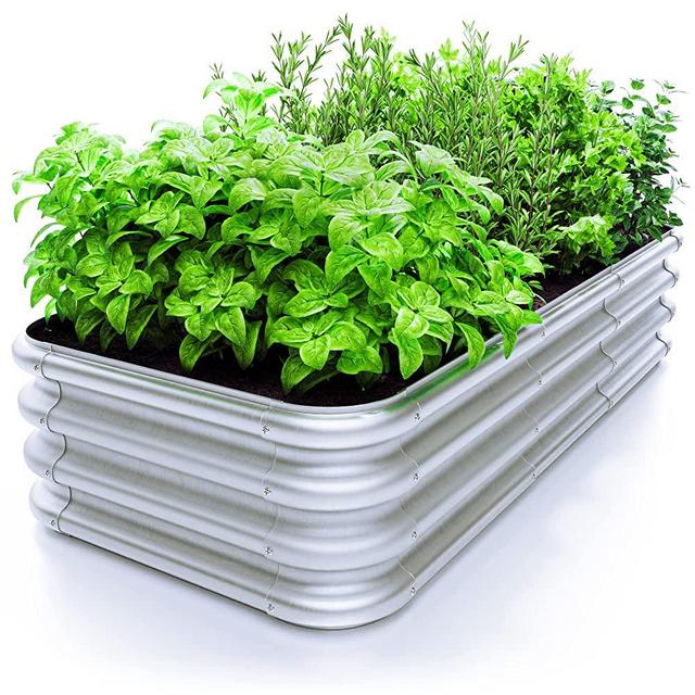 ZICOTO Premium Raised Garden Bed for Outdoors - Sturdy and Easy to Assemble Galvanized Steel Planter Box - Versatile Metal Planter is Perfect to Grow Your Beautiful Herbs, Vegetables and Flowers