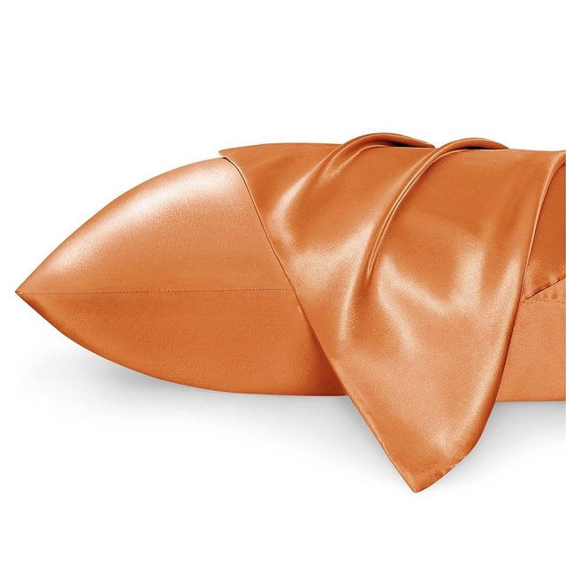 Bedsure Satin Pillowcase Standard Set of 2 - Burnt Orange Silky Pillow Cases for Hair and Skin 20x26 Inches, Pillow Covers with Envelope Closure, Similar to Silk Pillow Cases, Gifts for Women Men