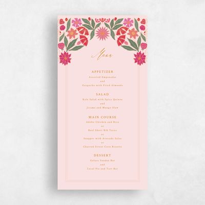 Blush, Pink Wedding Menu - Juliet