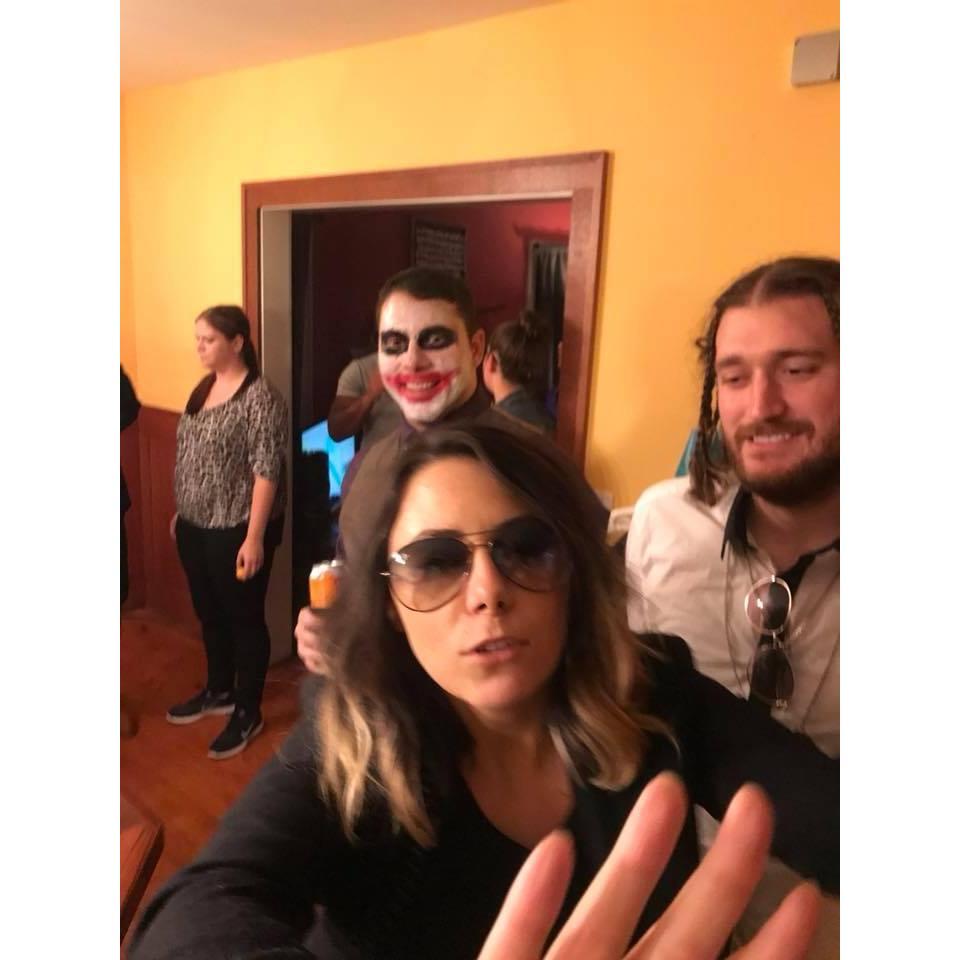 Halloween 2017, Post Malone's security guard keeping the photos from the paparazzi at bay.