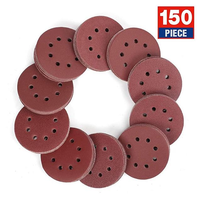 WORKPRO 150-piece Sandpaper Set - 5-Inch 8-Hole Sanding Discs 10 Grades Include 60, 80, 100, 120, 150,180, 240, 320, 400, 600 Grits for Random Orbital Sander(Not for Oscillating Tools or Mouse Sander)