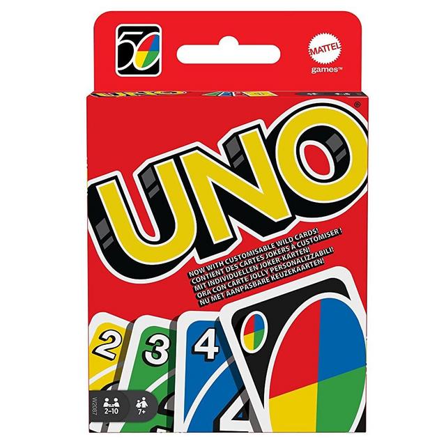 UNO - Classic Colour & Number Matching Card Game - 112 Cards - Customizable & Erasable Wild Cards - Special Action Cards Included - Gift for Kids 7+, W2087