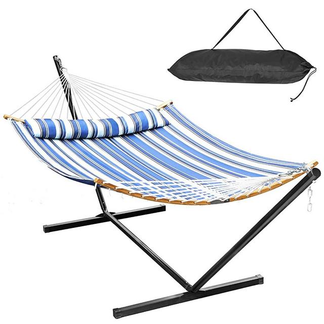 Cool Area 12ft Portable Double Hammock with Stand 2 Person Hammock Heavy Duty 450lbs Indoor Outdoor