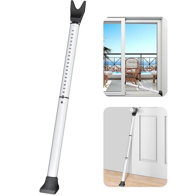AceMining Upgraded Door Security Bar & Sliding Patio Door Security Bar, Heavy Duty Security Door Stoppers Adjustable Door Jammer Security Bar for Home, Apartment, Travel (1 Pack,White)