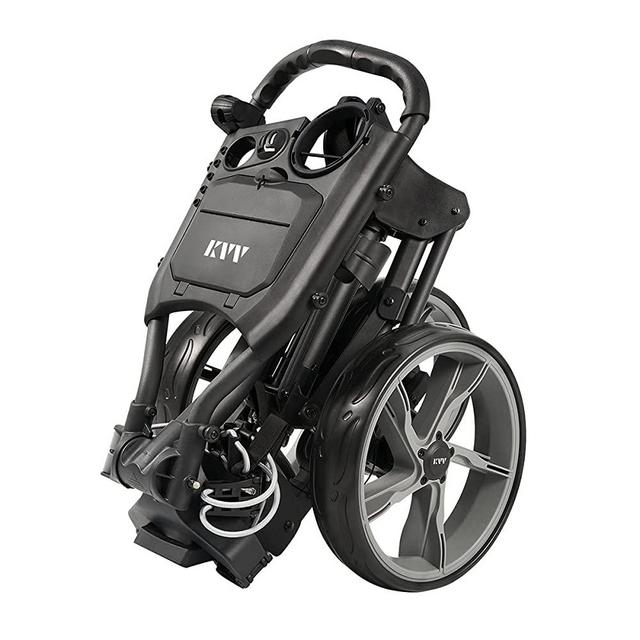 KVV 3 Wheel Golf Push Cart Ultra Lightweight Smallest Folding Size, New-Version Scorecard Holder