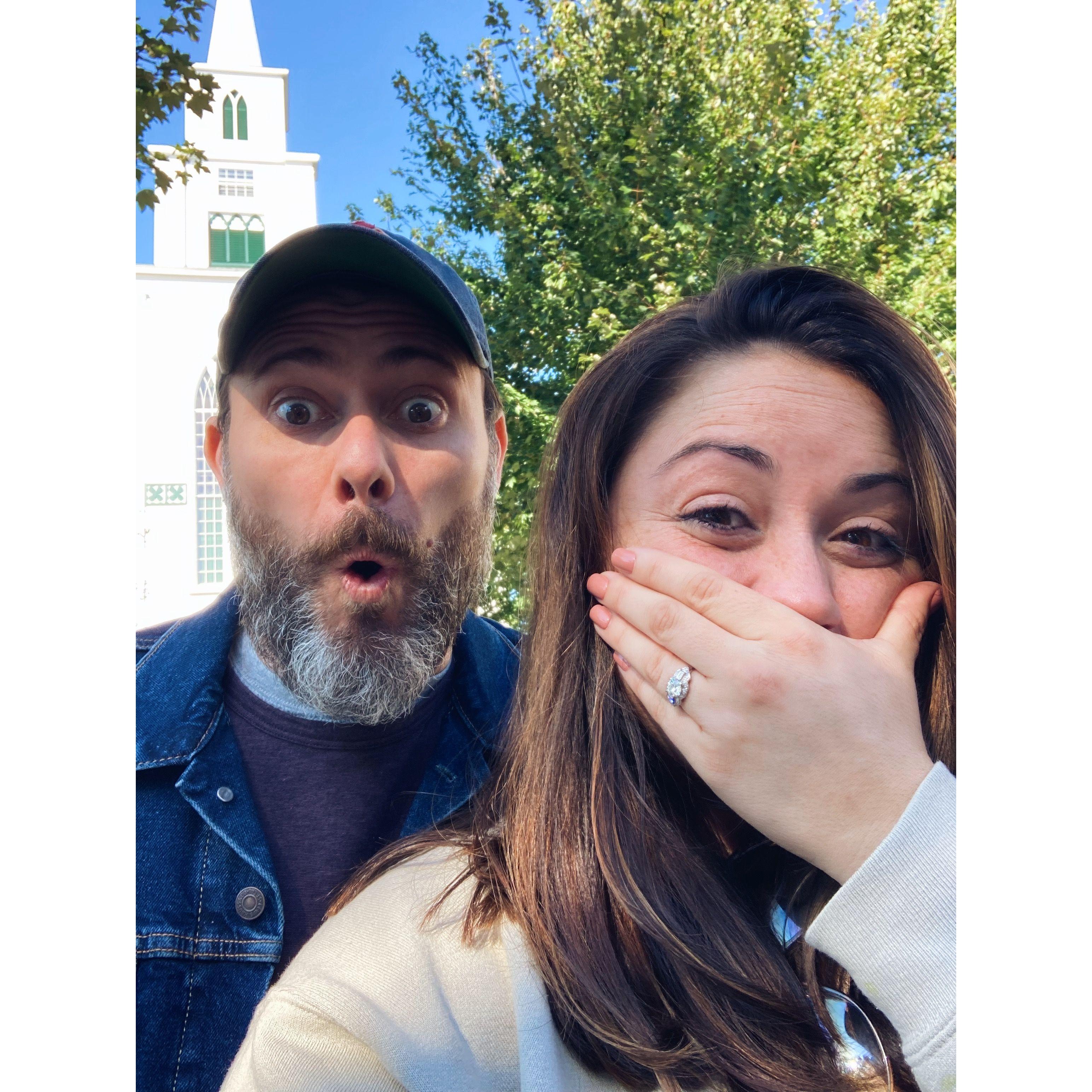 Tuesday, September 27th - when Jay popped the question at 9:30am, right after we got off the ferry in Nantucket