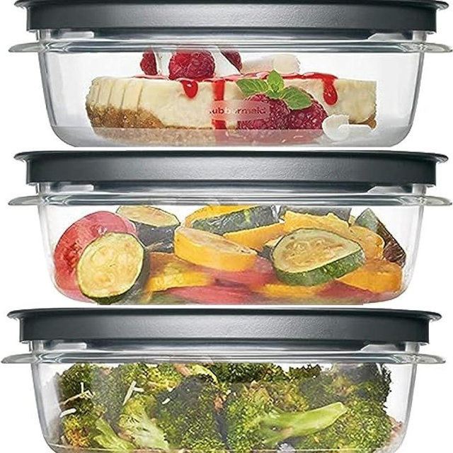 Utensilux Rubbermaid Premier, 3 Cup Premier Flex & Seal Food Storage Set, 3 Tritan Containers, 3 Grey Flex and Seal Lids, 6 Piece Bundle Set Bundle