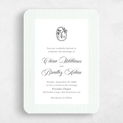 White Rounded Wedding Invitation - Seychelles Portrait