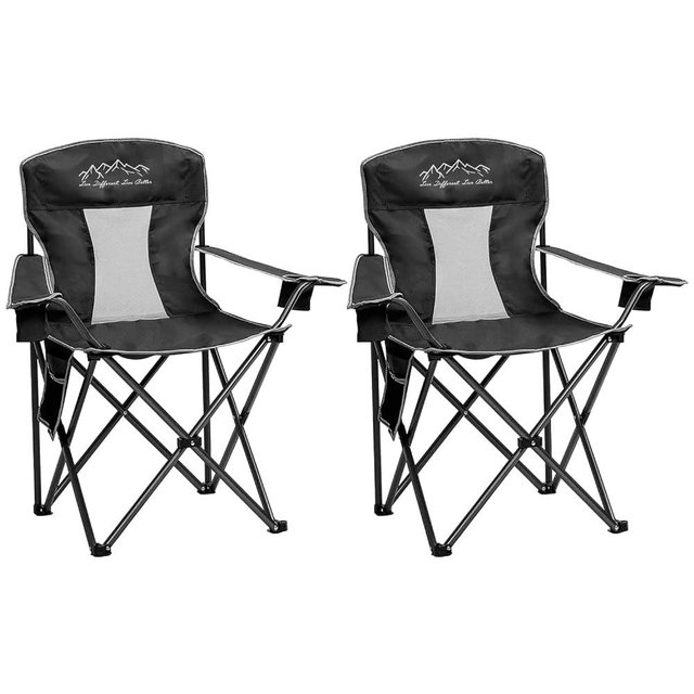 SAILARY Oversized Portable Outdoor Chairs, Weight Capacity 325 lbs with Cup Holder, Storage Pocket, Carry Bag Black