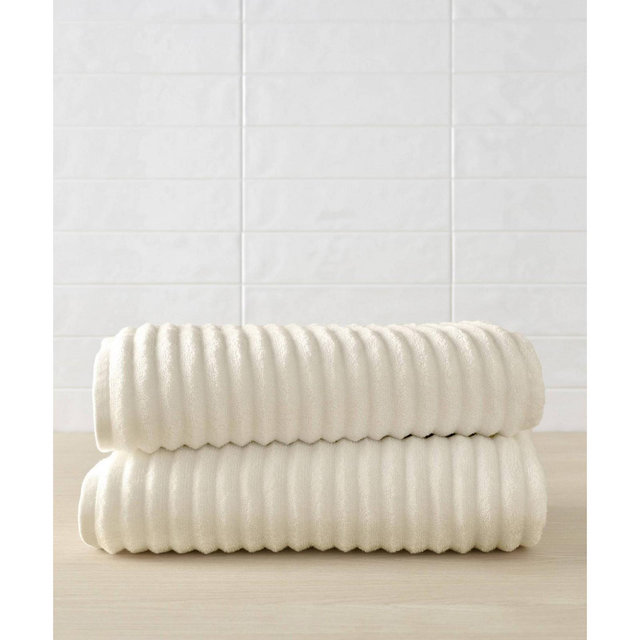 2pc Mason Low Twist Ribbed Bath Towel Set Ivory - Blue Loom