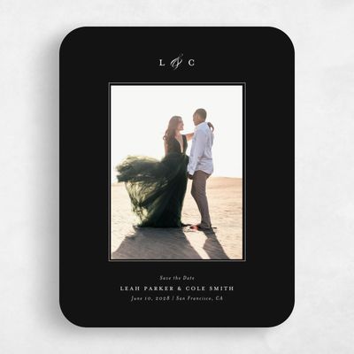 Black Rounded Wedding Save the Date - Ivoire Photo