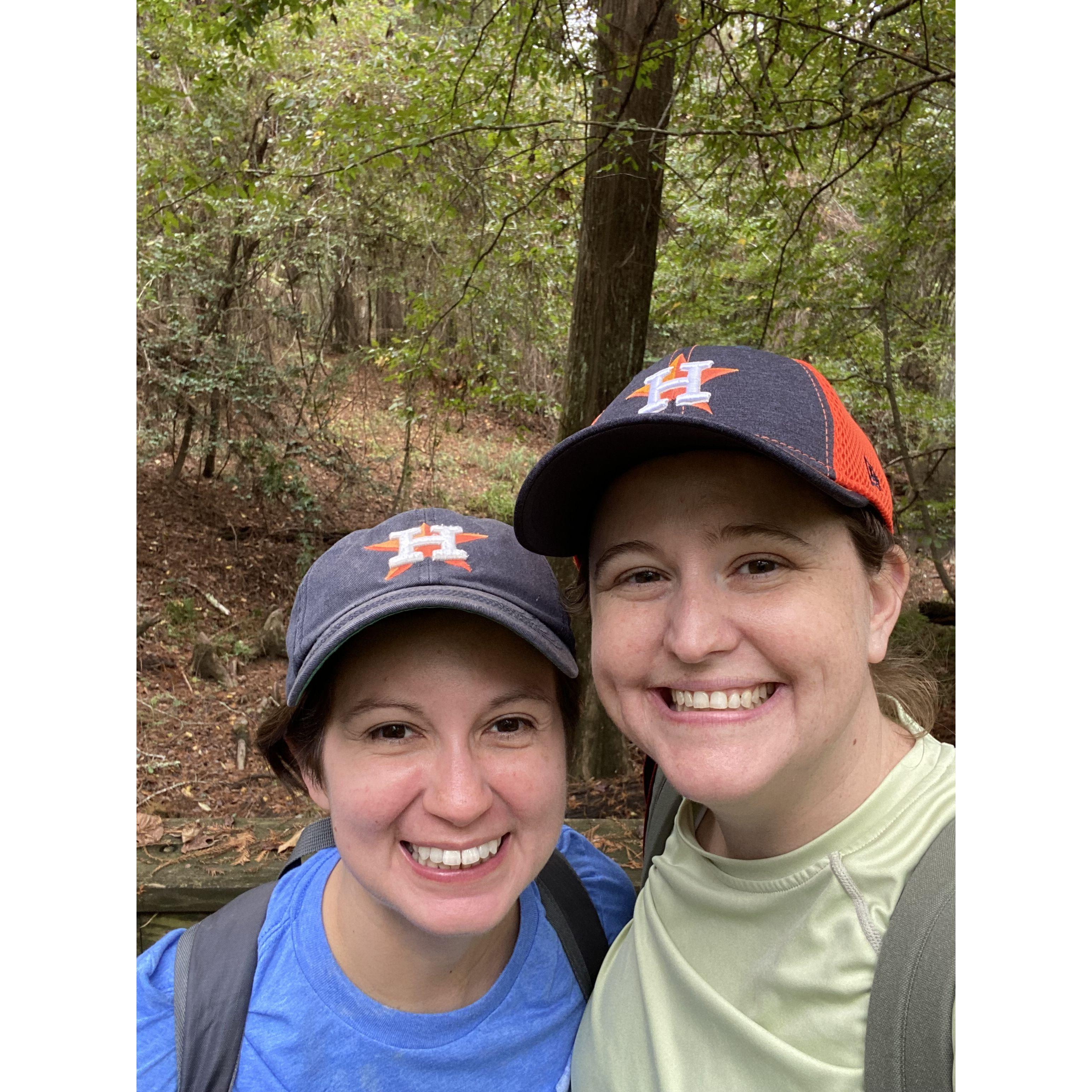 Enjoying a hike at the Big Thicket right before the Astros won the World Series (again!).