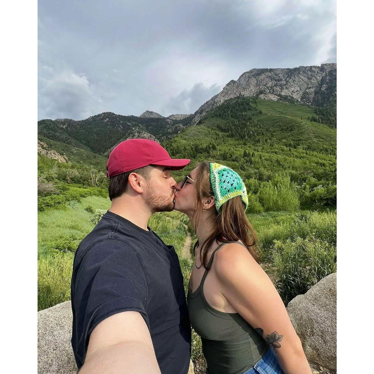 Kissing at Nef's Canyon, one of our favorite local spots