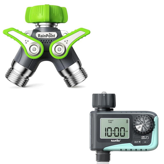 RAINPOINT Garden Hose Splitter & Sprinkler Timer 1 Outlet