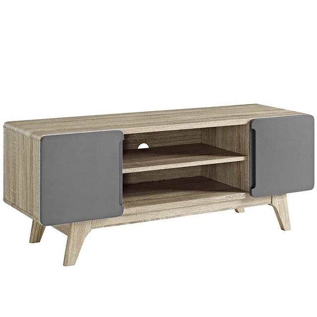 Modway Tread Mid-Century Modern 47 Inch TV Stand in Natural Gray