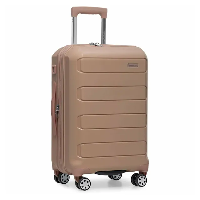 Traveler's Choice Pagosa Hardside Luggage - Premium Suitcases with Spinner Wheels, TSA Lock - 22-Inch Carry On, Beige