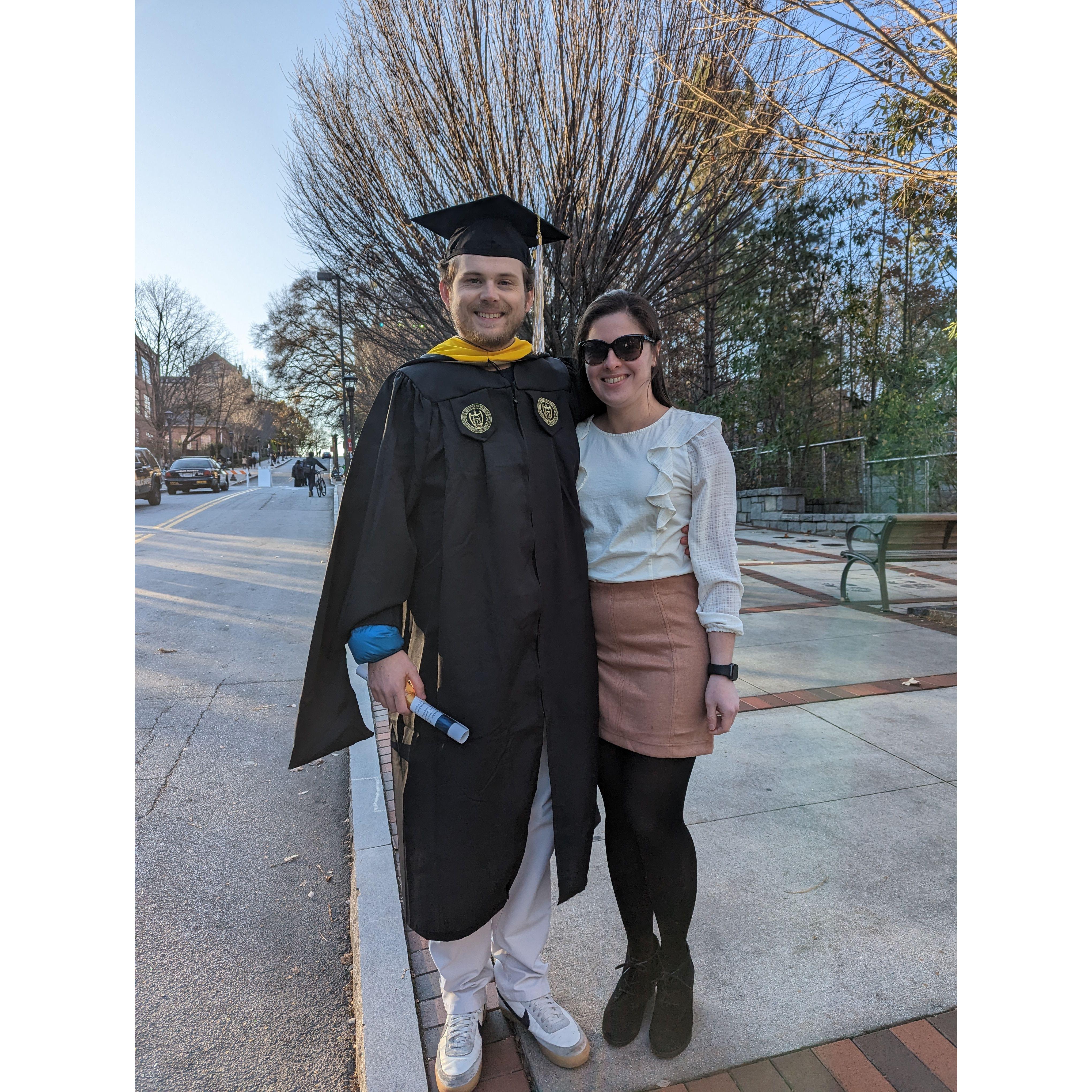 Jared's graduation for his Master's degree from Georgia Tech. 2022.
