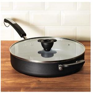 Farberware Disney Monochrome Ceramic Cookware Nonstick Saute Pan with Lid and Helper Handle, Dishwasher Safe, 4.5 Quart - Black
