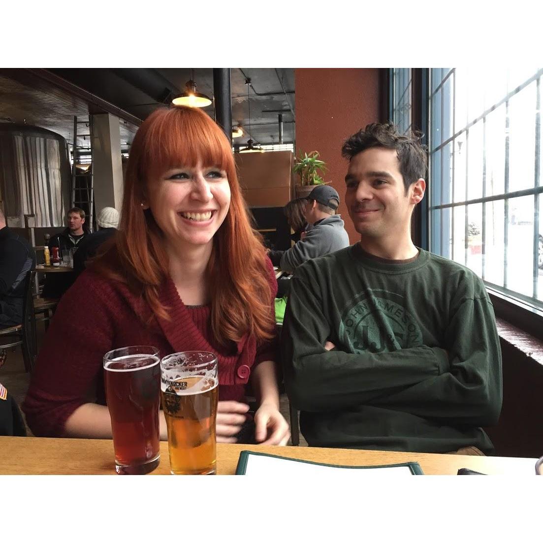 Warming up with some pints at Tommy Knockers in Idaho Springs during the winter of 2015.