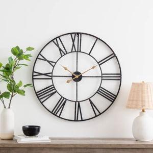 Solange Round Metal Farmhouse Wall Clock - Dark Brown, Medium