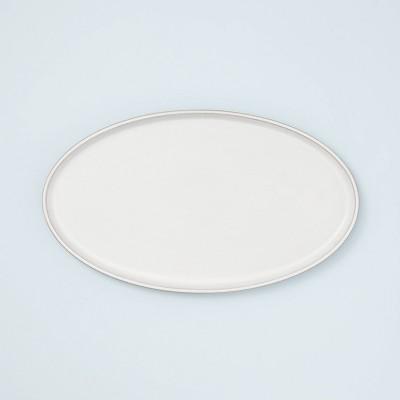 Modern Rim Stoneware Serving Platter Sour Cream - Hearth & Hand™ with Magnolia