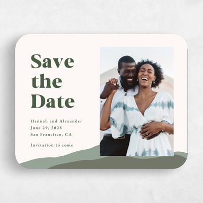 Green Rounded Wedding Save the Date - Langdon Photo