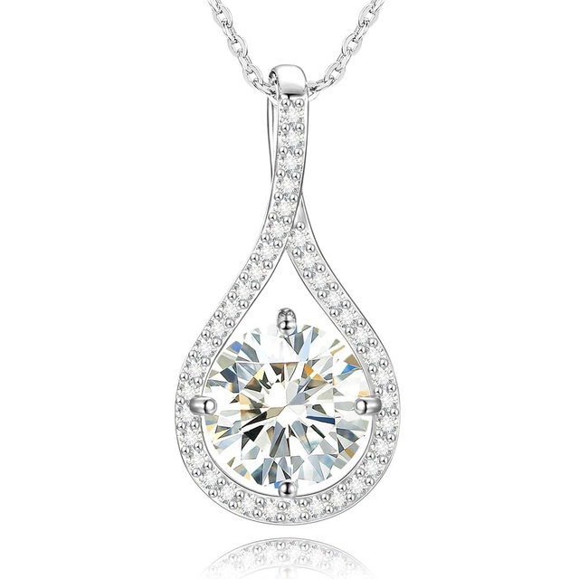 E-EMERMAKING Moissanite Necklace Gift for Women, 925 Sterling Silver 18K White/Yellow Gold Vermeil 0.5-6.0CT Moissanite Pendant for Her, Anniversary Day, Birthday, Wedding - to My Wife, Mom