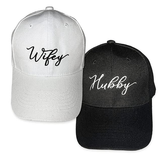 Couples Hats Set, Bridal Caps, Bridal Gift, Newlywed Honeymoon Wedding Favor, Black & White