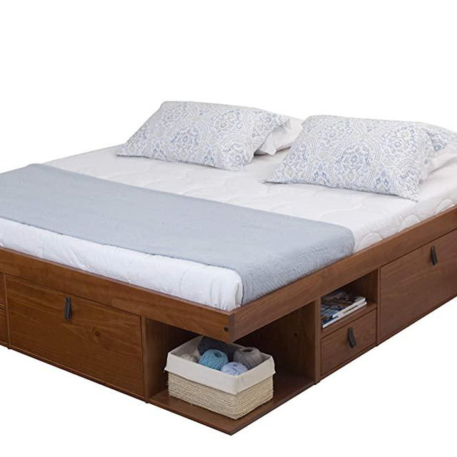 Memomad Bali Storage Platform Bed with Drawers (King Size, Caramel)