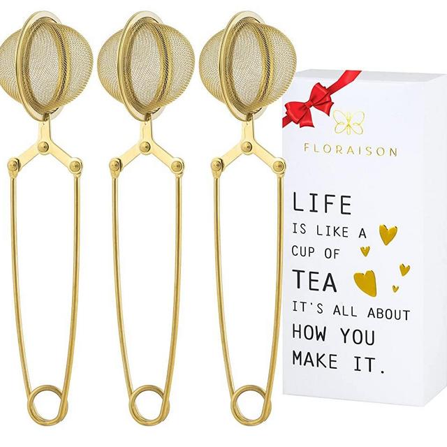 3 Pack Snap Ball Tea Strainer with Handle for Loose Leaf Tea and Mulling Spices Stainless Steel Strainer Perfect Pincer Tea Ball Infuser Tea Filter Tong