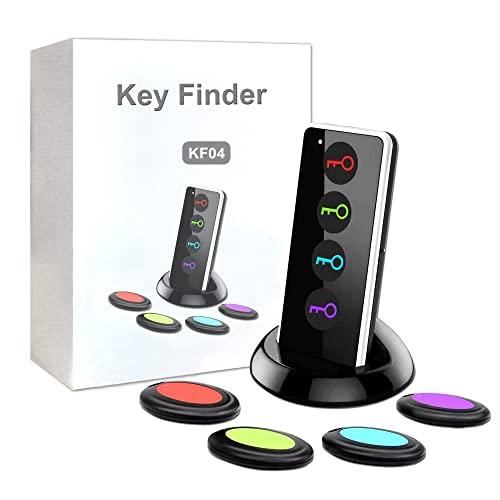 Key Finder, Bonke Wireless RF Item Locator, 1 Transmitter with 4 Receivers, Key RF Locator, Pet Tracker, Wallet Tracker,Item Tracker with 115ft Working Range and Led Flashlight Function