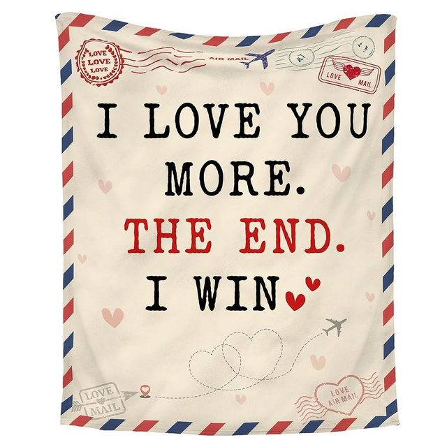 WRAPIX Anniversary Wedding Gifts for Him Her - I Love You More Soft Fleece Throw Blanket 60x80 in - Couple Gifts for Girlfriend Boyfriend, Wife Husband Birthday Gift Ideas, Love Blanket