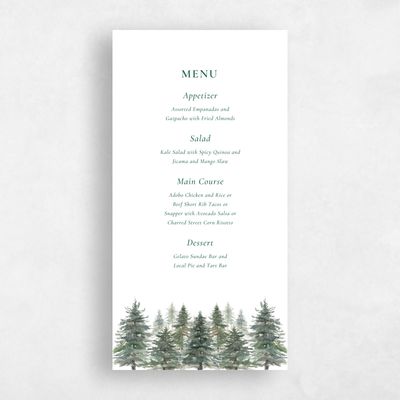 White Greenery Wedding Menu - Kelton